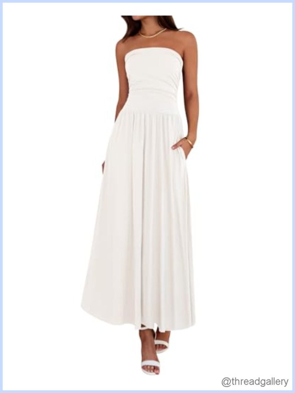 Women Strapless Tube Top Ruched Maxi Dress Sleeveless Semi Formal